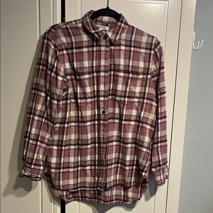 Madewell Plaid Shirt in Burgundy and Cream